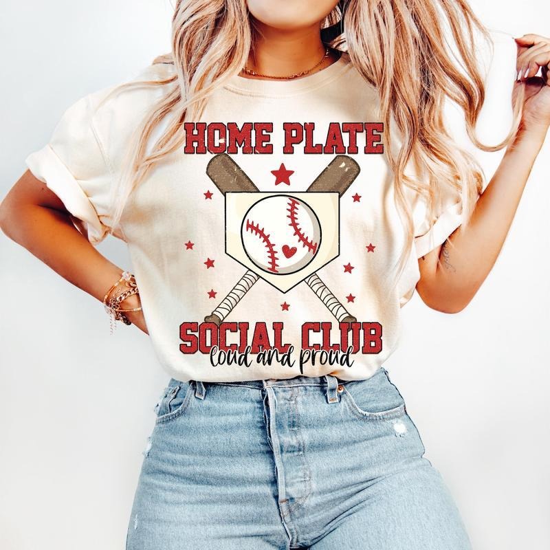 Retro Baseball Mama T-Shirt-sweatshirt-hoodie, Home Plate Social Club T-Shirt, Baseball Coquette T-Shirt, Loud Proud...