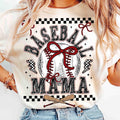 Retro Baseball Mama Tshirt Checkered, Baseball Mama Shirt, Baseball Coquette Bow Tee, Retro Mama T-Shirt Top Womenswear...