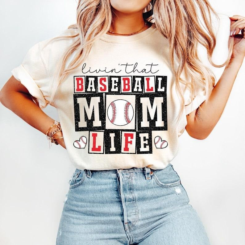 Retro Baseball Mom Tshirt, Glitter Baseball Tee, Baseball Mom Life Shirt, Trendy Oversized T-Shirt Hoodie, Sweatshirt