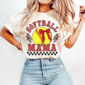 Retro Checkered Softball Mama Coquette T-Shirt, Game Day Softball T-Shirt, Softball Mom T-Shirt, Softball Coquette Shirt...