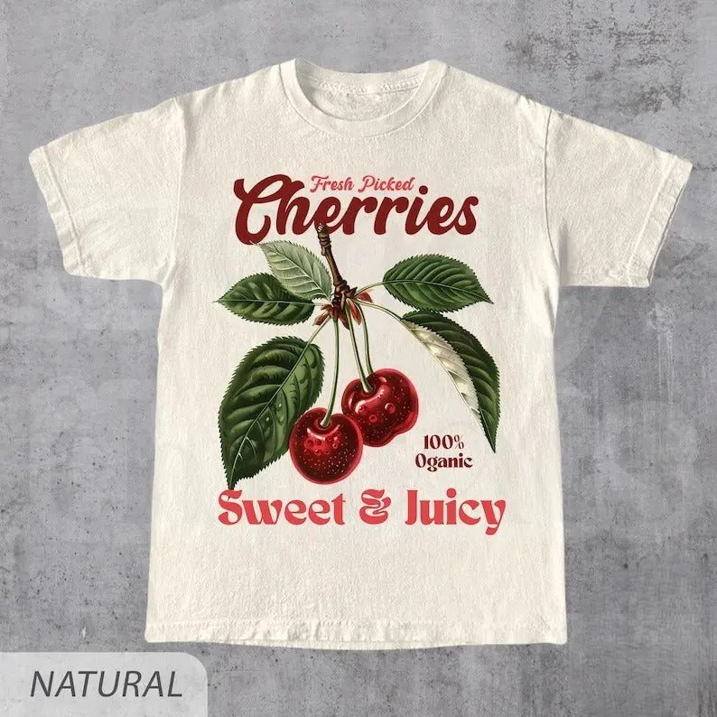Retro Cherries Commercial Graphic Shirt, Vintage Cherry T-Shirt, Unisex Cotton Tee, y2k Style Tshirt, Cool Gift For Him &...