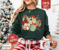 Retro Christmas Ornament Sweatshirt, Cute Christmas Sweater, Women's Holiday Crewneck T-Shirts, Hoodie | CiraTrend.com