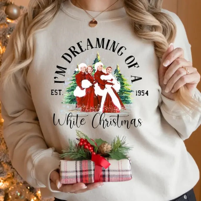 Retro Christmas Vibes Sweatshirt, Womens Christmas Sweatshirt, Holiday Sweater, I'm Dreaming of A White Christmas...