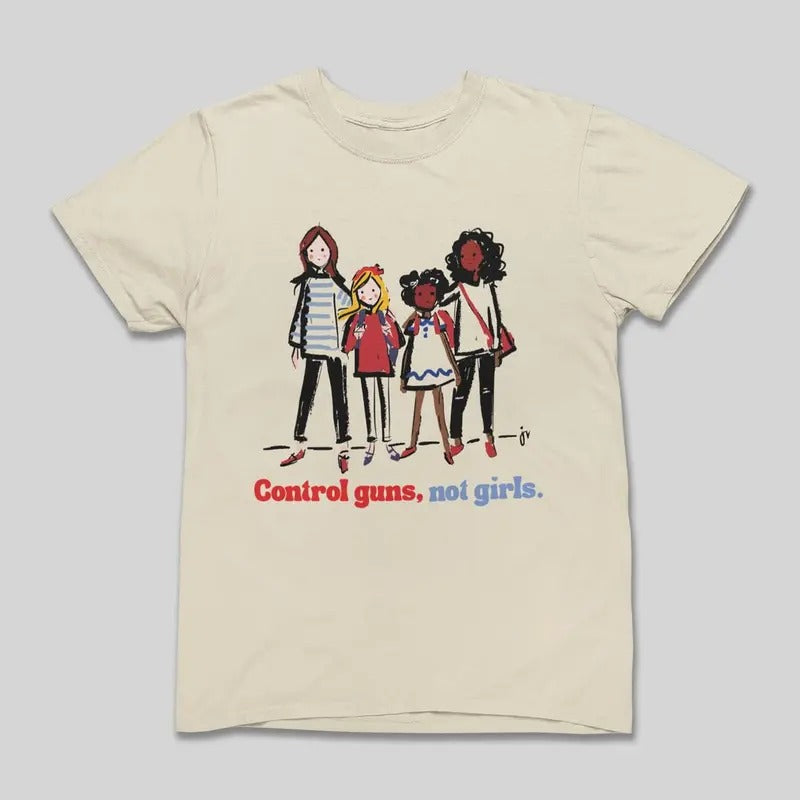 Retro Control Guns Not Girls Unisex T-Shirt, Harris Walz 2024 Shirt, Kamala Shirt Hoodie, Sweatshirt | CiraTrend.com