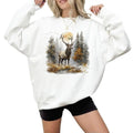 Retro Deer and Mountain Forest Unisex Hoodie Sweatshirts Hunting Season and National Hunting Day 1 Cotton Womenswear T-Shirts