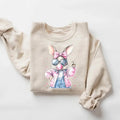 Retro Easter Bunny Blowing Gum Shirt, Happy Easter Gift, Retro Easter Sweater, Easter Bunnie with Sunglasses Sweatshirt...