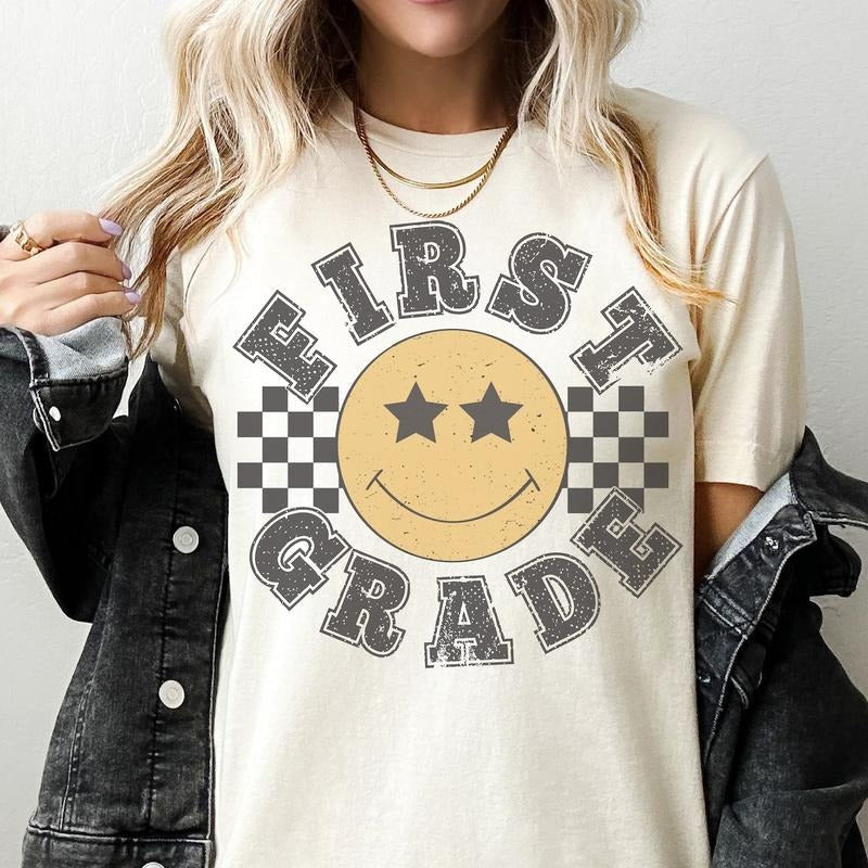 Retro First Grade Teacher Shirt, 1st Grade Teacher Tee, First Day of School Matching Tshirt Hoodie, Sweatshirt