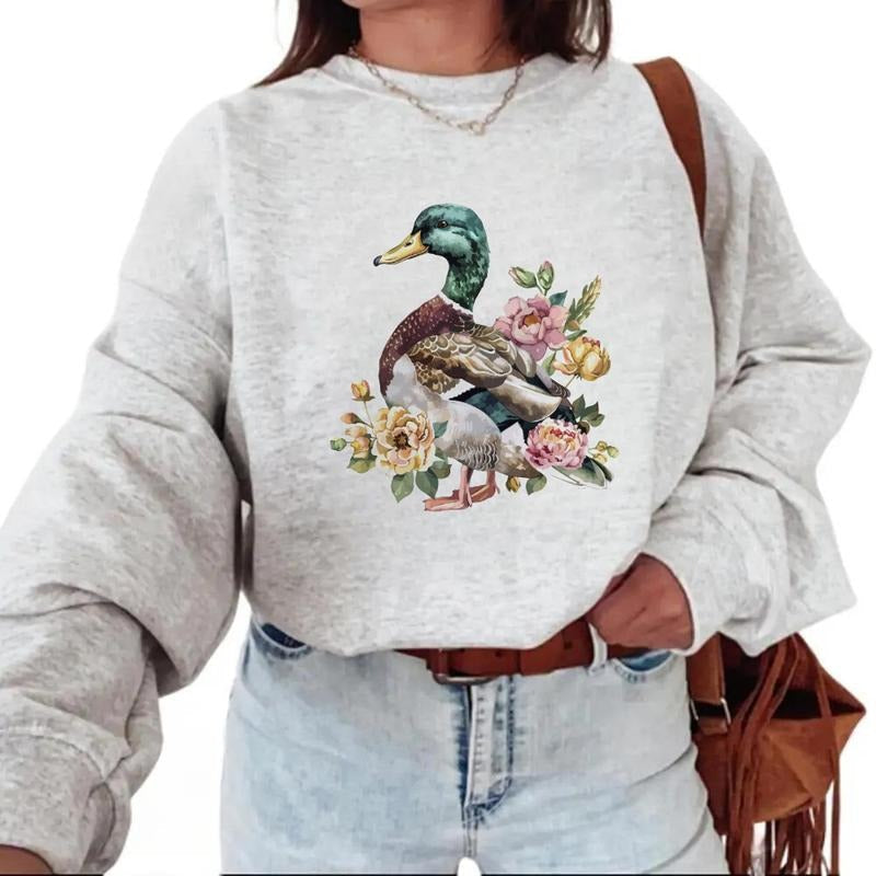 Retro Floral Mallard Duck Hunting Adventure Sweatshirt Unisex T-shirt Hoodie Cotton Pullover Womenswear Day | CiraTrend.com