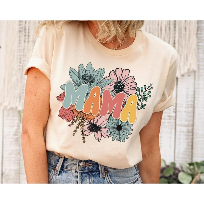 Retro Floral Mama T-shirt, Mom Shirt for Mom for Mother's Day, Mama sweatshirt, hoodie Shirt for Mom for Mother's Day,...