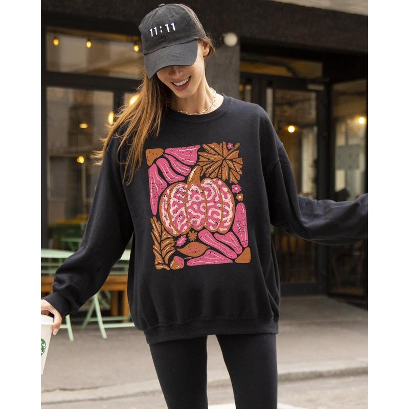 Retro Floral, Pumpkin, Halloween, Jack-o-lantern, Fall, Autumn Sweatshirt T-Shirts, Hoodie | CiraTrend.com