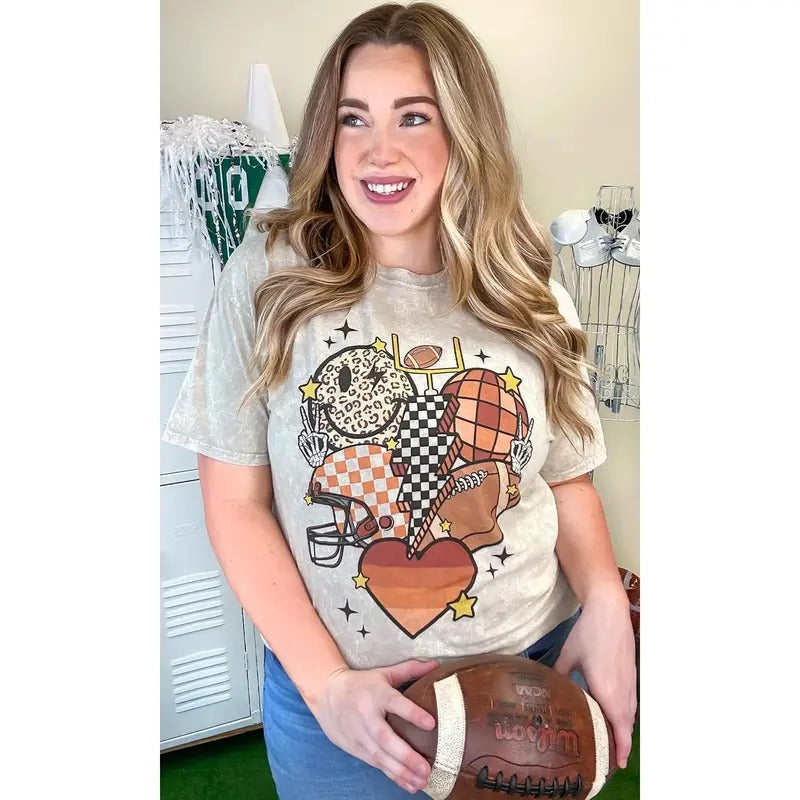 Retro Football Vibes Mineral Washed Graphic Shirt Hoodie, Sweatshirt | CiraTrend.com