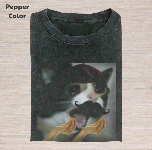 Retro Funny Vintage Graphic Tee, Cat Cry T-Shirt, Animal Shirt, Unisex Meme Cringe Funny Dumb Shirt, Gift For Men Women,...
