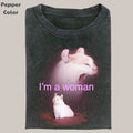 Retro Funny Vintage Graphic Tee, Cat I'm A Woman T-Shirt, Unisex Meme Cringe Funny Dumb Shirt, Menswear Womenswear...