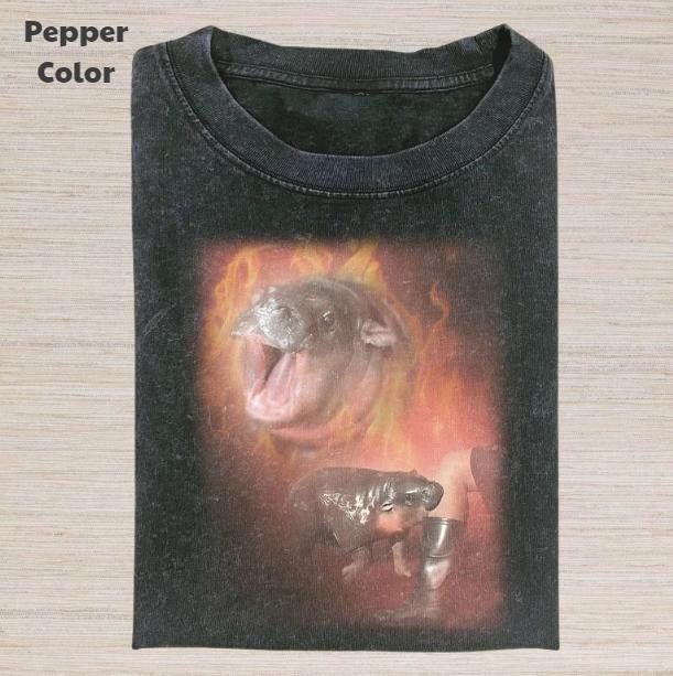 Retro Funny Vintage Graphic Tee, Grumpy Moo Deng T-Shirt, Unisex Meme Cringe Funny Dumb Shirt, Menswear Womenswear...