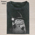 Retro Funny Vintage Graphic Tee, Wizard Cat Gun T-Shirt, Unisex Meme Cringe Funny Dumb Shirt, Gift For Men Women,...