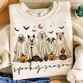 Retro Ghost Dog Shirt, Spooky Season Shirt, Halloween Ghost Dog Shirt, Halloween Pumpkin Dog Shirt, Dog Halloween Shirt,...