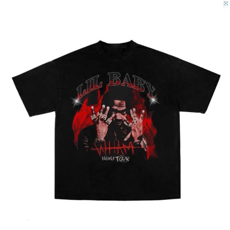 Retro Gift Lil Baby Wham World Tour T-Shirt Rap Tees Hip Hop Hoodie, Sweatshirt | CiraTrend.com