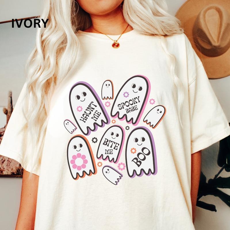 Retro Halloween Graphic Shirt, Haunt Me Retro Ghosts Shirt, Halloween Shirt, Fall shirt, Comfort Colors Halloween Shirt,...