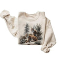Retro Lynx Winter Forest Scene Sweatshirt - Nineties 90s Vintage Lynxes In The Snow Outfit - Boho Unisex Cotton Menswear...
