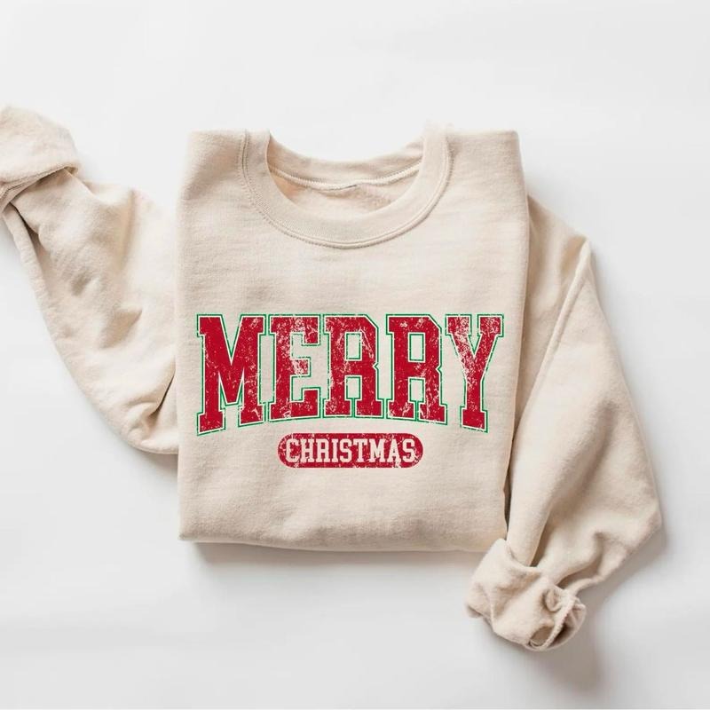 Retro Merry Christmas Sweatshirt, Womens Christmas Shirt, Holiday Hoodie, Cute Christmas Sweatshirt, Vintage Christmas...
