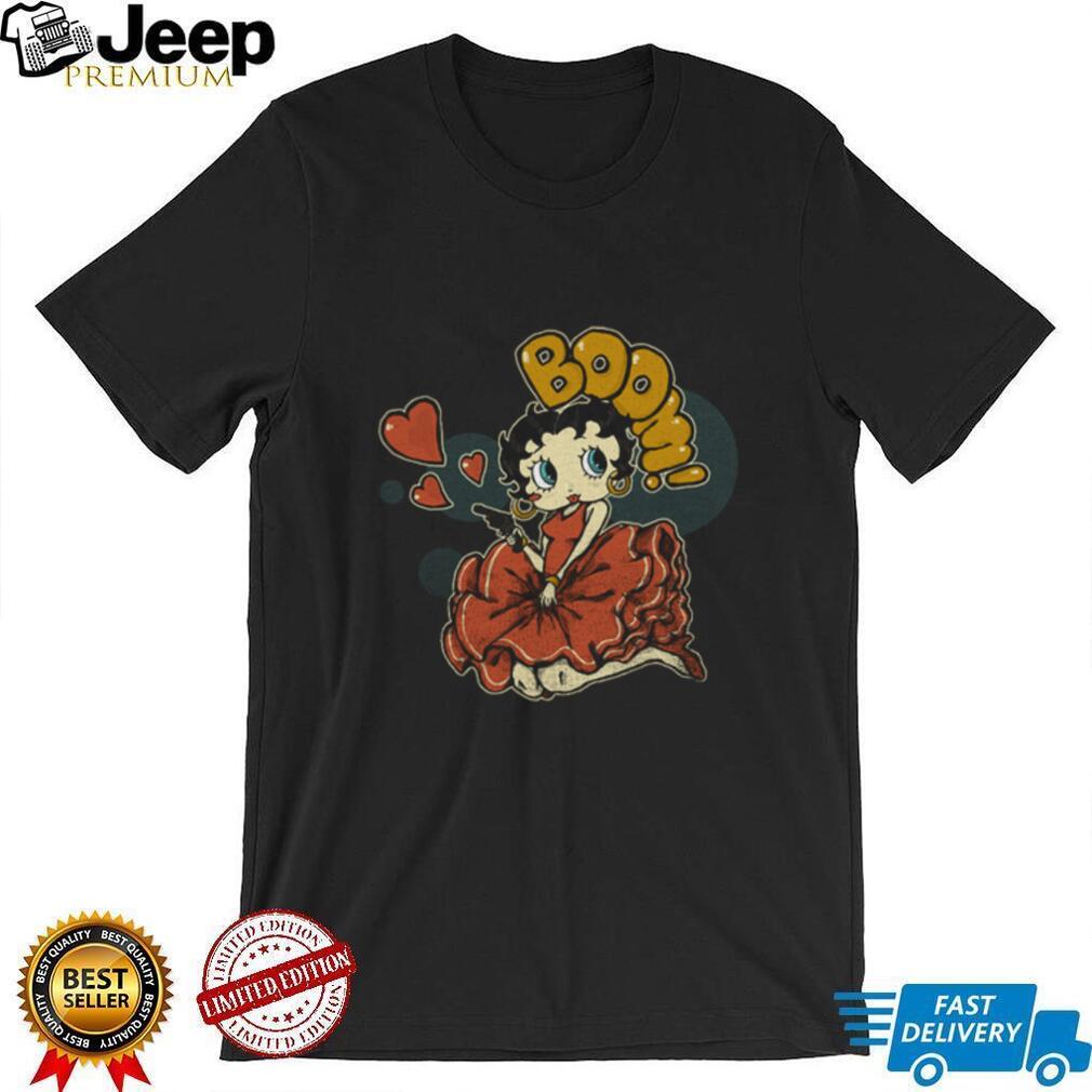 Retro Pin Up Girl “BOOM” Heart & Pistol Women’s T Shirt
