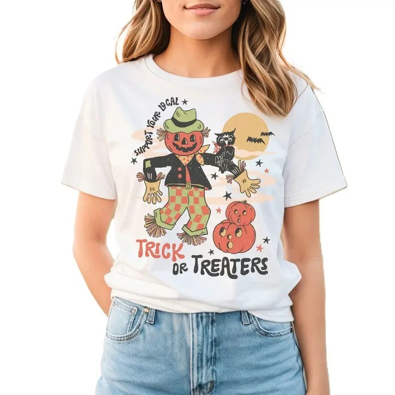 Retro Pumpkin Owl Trick Or Treat Halloween Y2k Baby Tee Y2k Shirt Halloween  T-shirt, Vintage 90s style top clothing,...