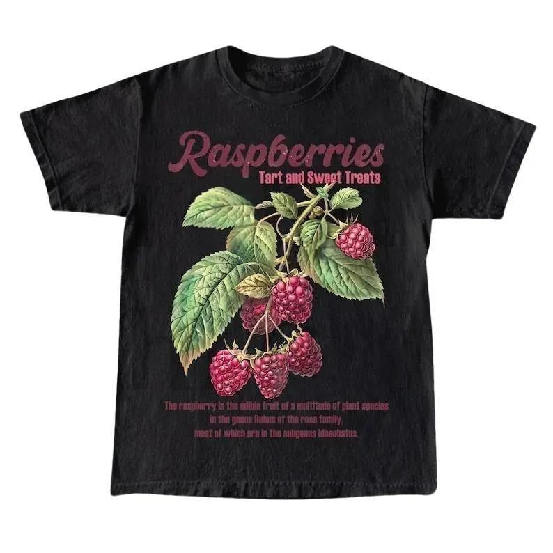 Retro Raspberries Commercial Graphic Shirt, Vintage Raspberry Tshirt, Unisex Cotton Tee, y2k Style T-Shirt, Cool Gift For...