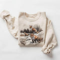 Retro Red Foxes Winter Scene Sweatshirt - 90s Fox Snowy Forest Wilderness Pullover Hoodie Cotton T-Shirts | CiraTrend.com