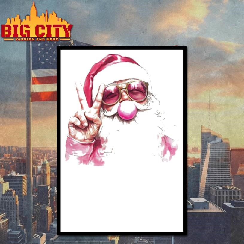 Retro Santa Christmas Blowing Bubble Shirt