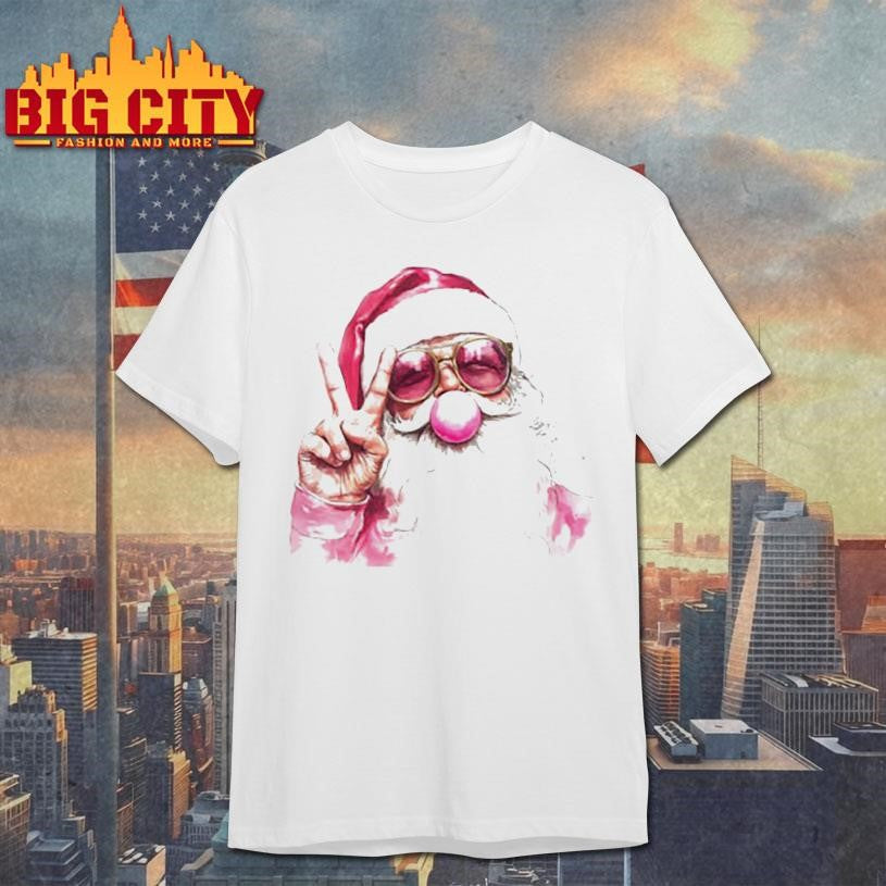 Retro Santa Christmas Blowing Bubble Shirt