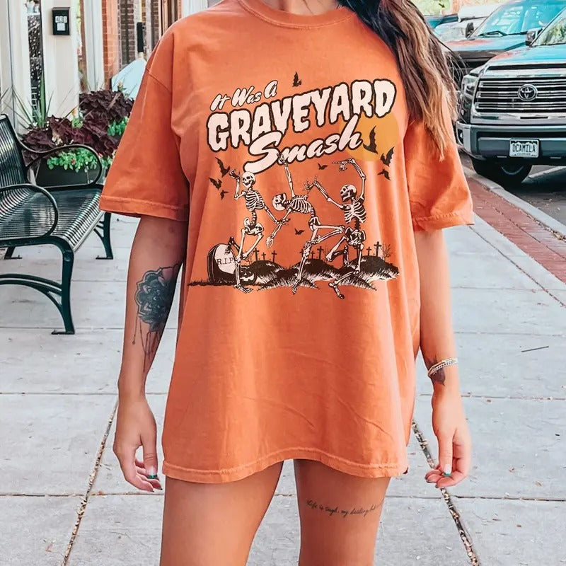 Retro Skeleton Halloween Tshirt, Trendy Fall Tee, Spooky Season Hoodie, Sweatshirt | CiraTrend.com