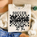 Retro Soccer Mama Checkered , Soccer , Soccer Mom, Game Day ,Checkered Mama , Soccer Bow, Soccer Coquette Bow Sweatshirt...
