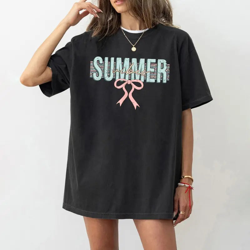 Retro Summer Vibes Shirt, Coquette Summer Graphic Tee, Retro Summer Beach Shirt, Vintage Summer Girls Trip Shirt Hoodie,...