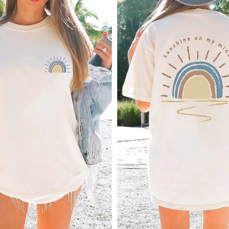 Retro Sun Shine On My Mind Shirt, Comfort Colors Oversized Tshirt, Summer Shirt, Vacation Shirt, Beach Shirt, Summer...