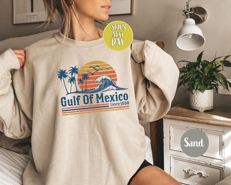 Retro Sunset Gulf Of Mexico Sweatshirt Since 1550 Gulf Of Mexico Shirt Gulf Of Mexico Mexico Gift For Mexico Lover Hoodie