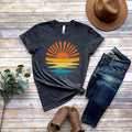 Retro Sunset Rays Wavy Shirt Sun Shirt Retro Sunshine Shirt Sun Rays Tee Beachy Vibes Tee Retro Summer Time Sunset Tshirt...