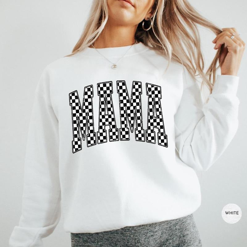 Retro Vintage Checkered Mama Sweatshirt, Checkered Mama T Shirt, Mother's Day Gift Shirt, New Mom Gift, Mommy Mom Mama...