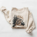 Retro Wolves Howling At The Moon Sweatshirt - 90s Wolf Foggy Forest Wilderness Tshirts- Boho Unisex Hoodie Cotton Menswear
