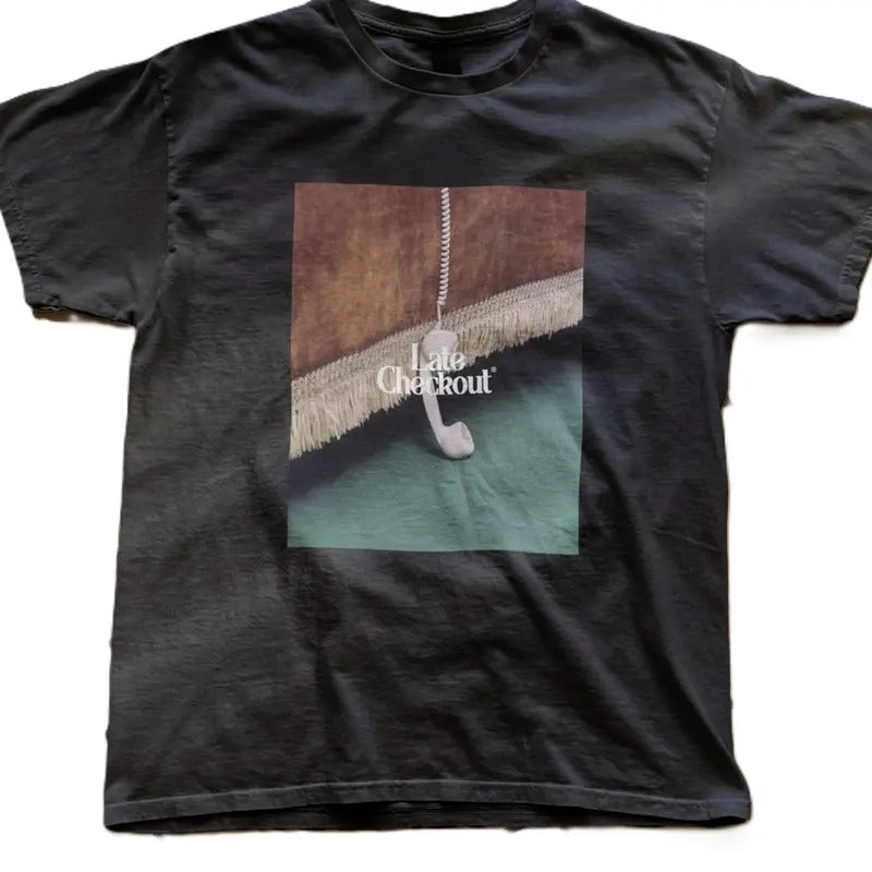 Retro late checkout Y2k thrift store aesthetic t-shirt in black, gift idea Hoodie, Sweatshirt | CiraTrend.com