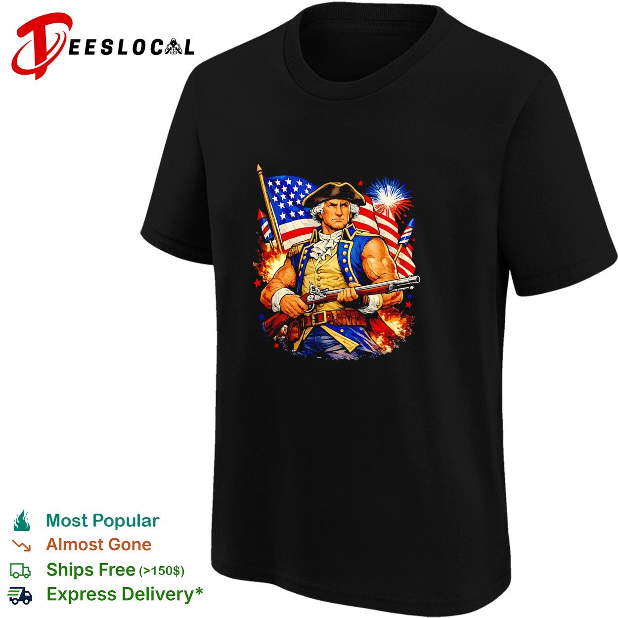 Revolutionary war soldier flag musket shirt