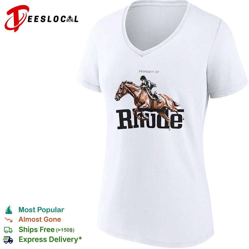 Rhude made with pride horse rider property of art graphic department based in USA shirt