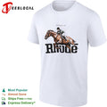 Rhude made with pride horse rider property of art graphic department based in USA shirt