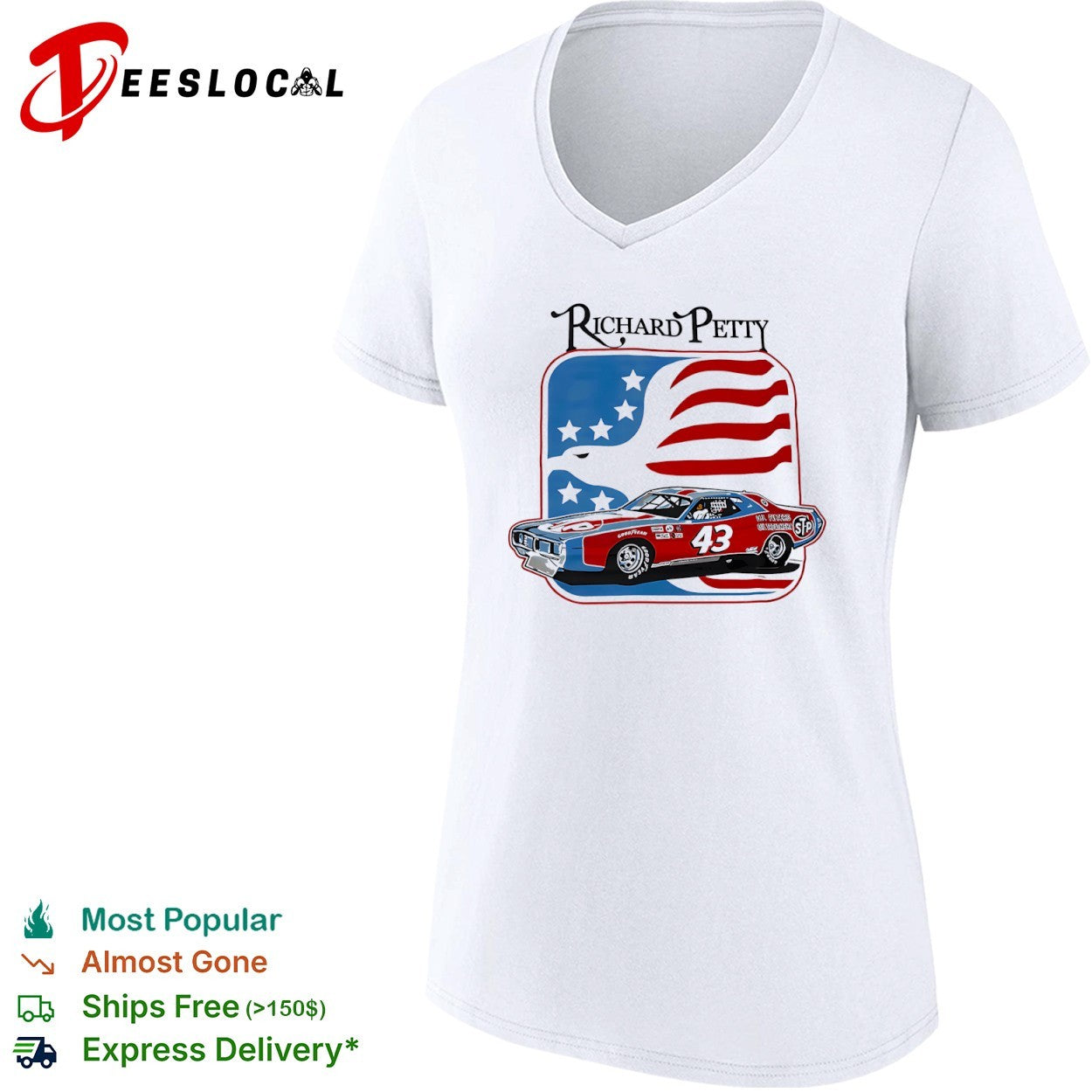 Richard Petty 43 American flag stock car racing shirt