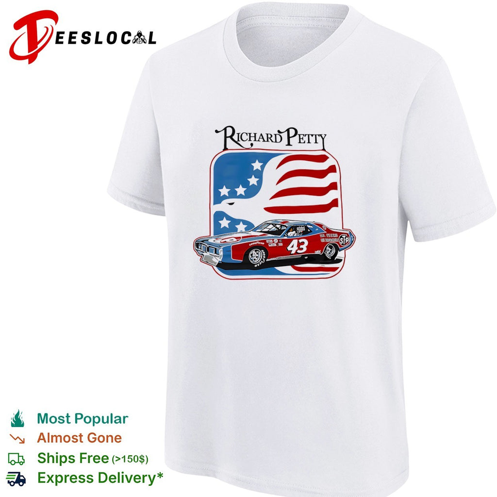 Richard Petty 43 American flag stock car racing shirt