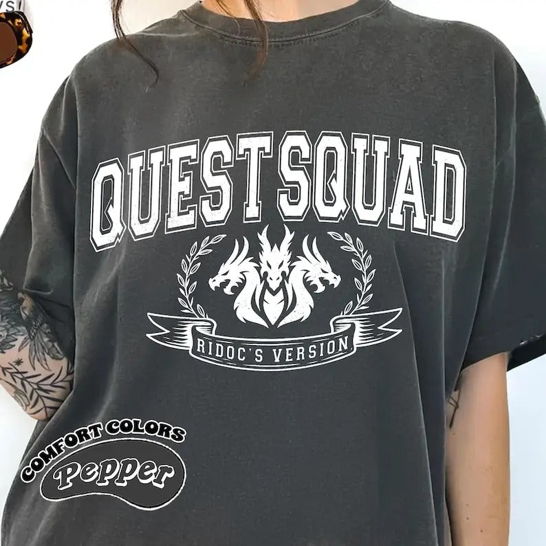 Ridoc Quest Squad Comfort Color T-Shirt, Onyx Storm Shirt, Fourth Wing Shirt, Basgiath War College Tee, Bookstagram Shirt...