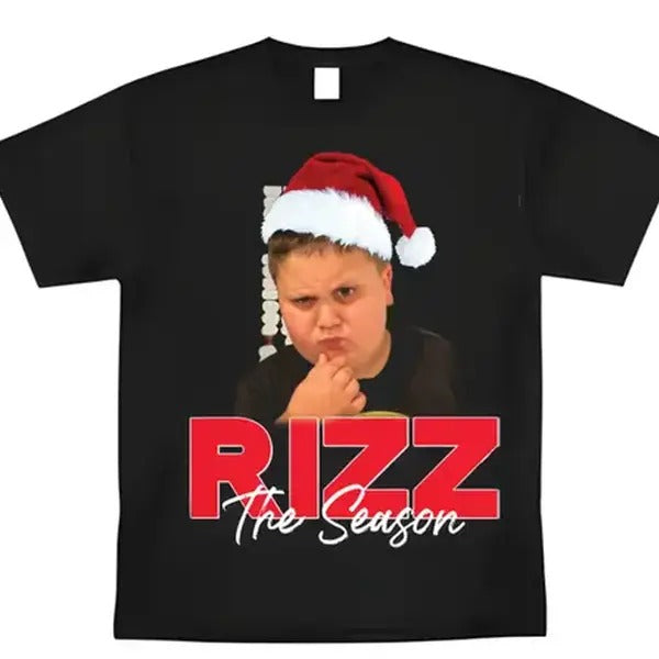 Rizz The Season Rizzler Boys Meme T-Shirt Graphic Tee Humor, 100% Cotton, Crew Neck, Slight Stretch, Breathable &...