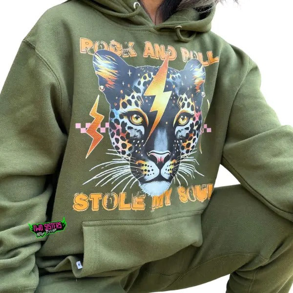 Rock and Roll Stole My Soul Grunge Tiger Matching Sweatpant Set - Unisex Retro Style, Cotton, Edgy Vibes Streetwear...