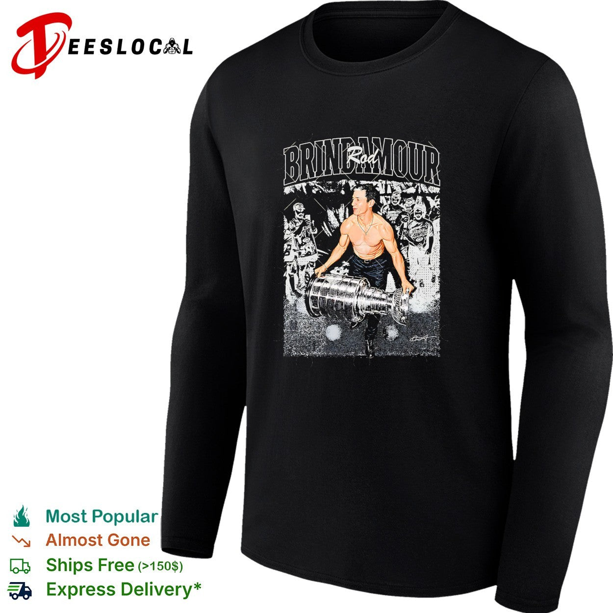 Rod Brind’Amour holding cup Carolina Hurricanes Stanley Cup Champion shirt
