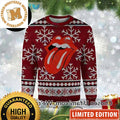 Rolling Stone Signature Snowflakes Pattern Red And White Ugly Christmas Sweater