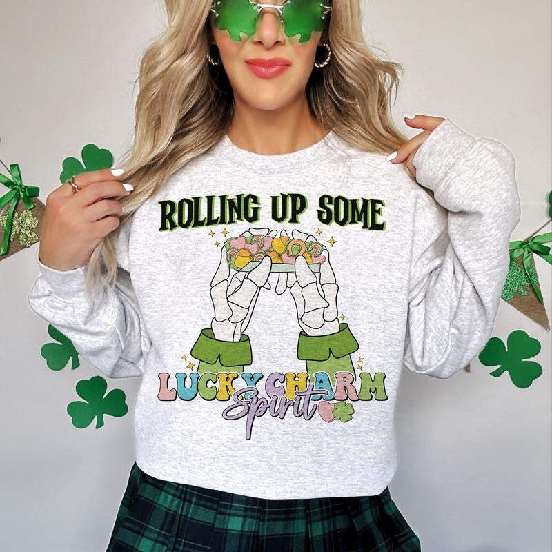 Rolling Up Some Lucky Charm Spirit Funny St Patty's Saint Patrick's St Patrick's s Lucky Retro T-Shirts, Hoodie, Sweatshirt